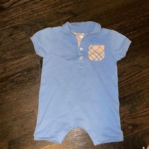 Infant baby blue Burberry romper